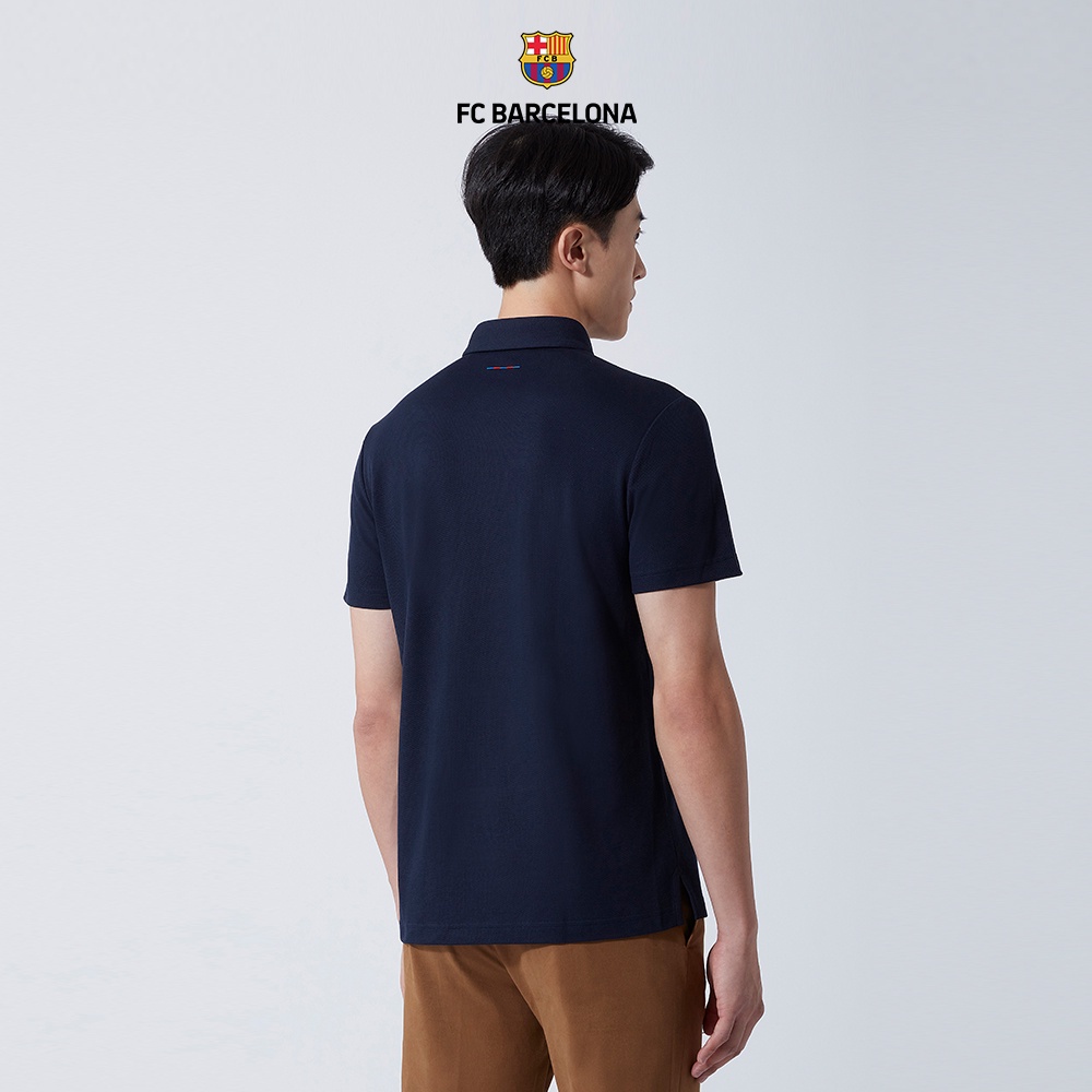 Áo thun Polo nam DETERMINANT hợp tác với FC Barcelona màu xanh dương đậm - Navy