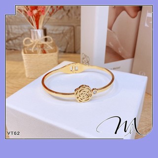 Vòng tay nữ Titan không gỉ hoa hồng phun cát lấp lánh - Măng's House VT62