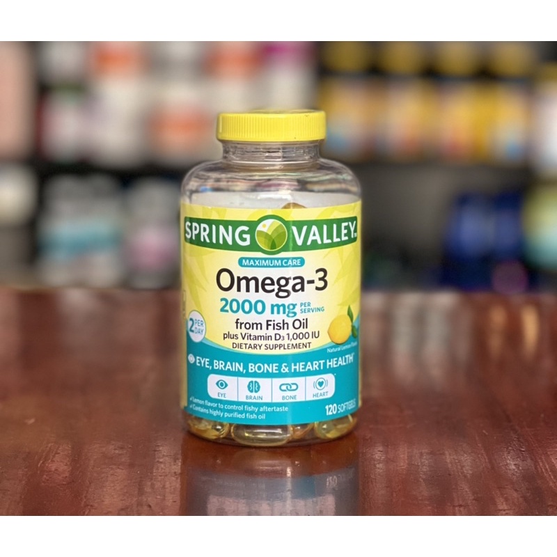 Spring Valley Omega3 2000mg plus vitamin D3 120 viên