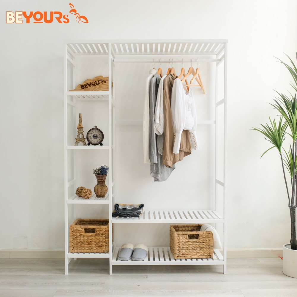 [FREESHIP] Giá treo quần áo phối kệ BEYOURs Double Hanger L gỗ thông nhập khẩu, treo nhiều đồ, chịu lực tốt