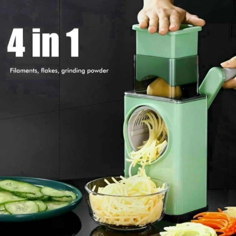 Máy Thái Rau Củ Quả Đa Năng Quay Tay Dụng Cụ Bào Sợi Cắt Lát Rau Củ 4 in 1 Tặng Kèm 6 Dao Cắt MSG-7SH