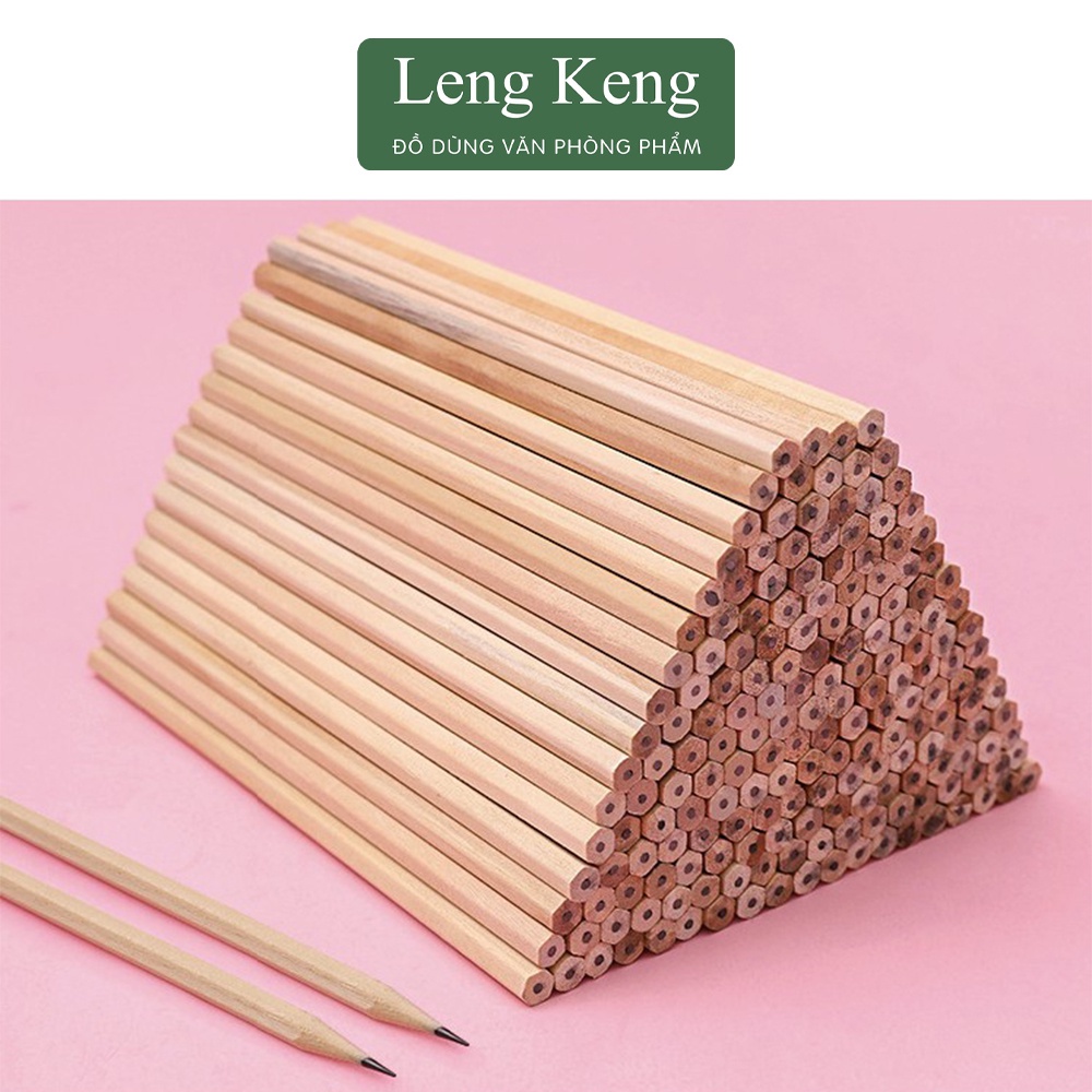 Combo 100 bút chì HB lục giác bằng gỗ văn phòng phẩm Leng Keng HB01