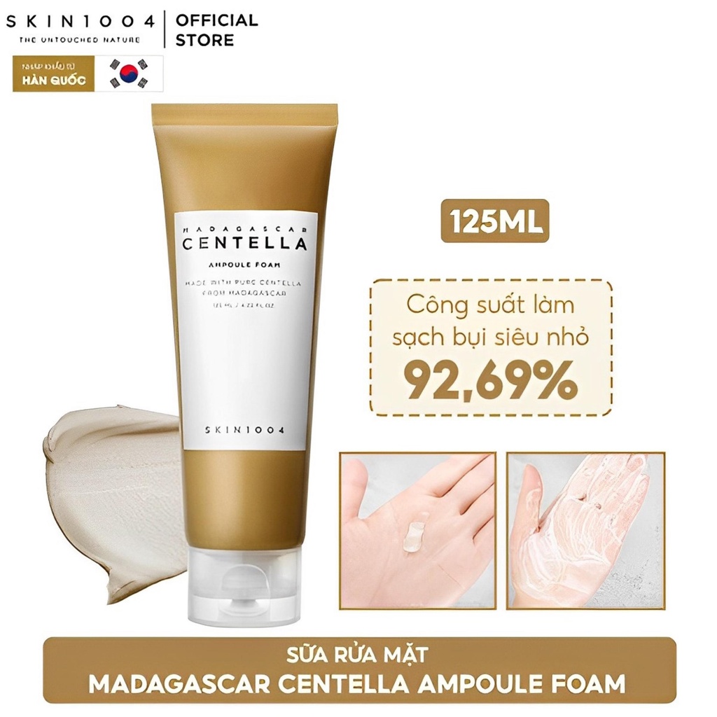 SRM Centella Sữa Rửa Mặt Rau Má Skin1004 Madagascar Ampoule Foam Giảm Mụn Dưỡng Ẩm 125ml