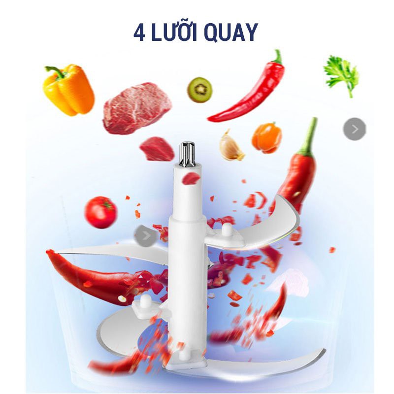 Máy Xay Đa Năng Inox 4 Lưỡi  Siêu Sắc Bén, Xay Thịt,Cua,Rau Củ Quả Tỏi Ớt Bảo Hành 12 Tháng