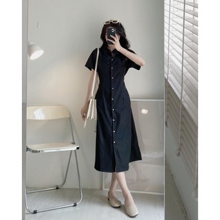 Váy sơ mi cúc gỗ maxi (3252) (ảnh tự chụp)