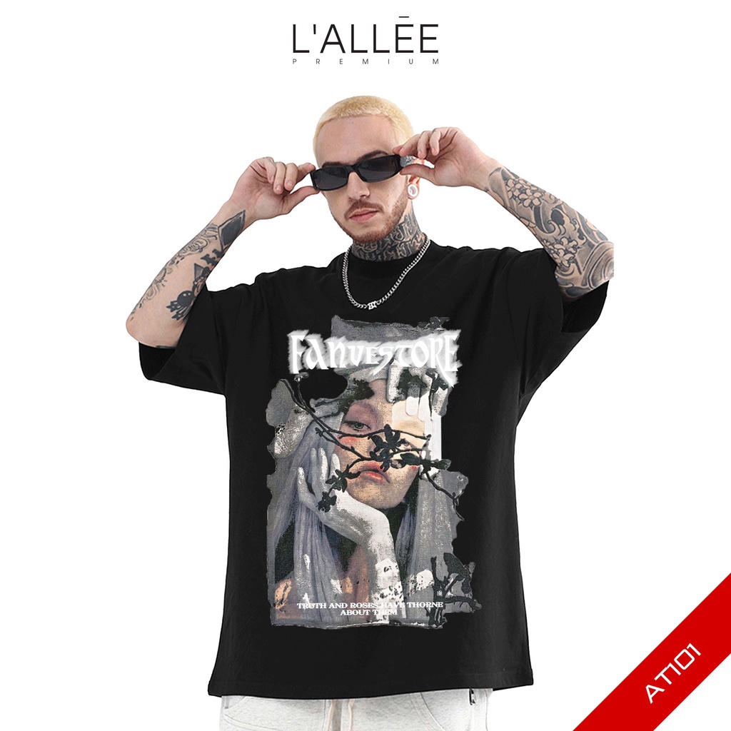 Áo thun Nam unisex LALLEE họa tiết Fanve chất liệu Cotton mềm mại, Áo phông tay lỡ dáng đứng, co giãn, thấm hút  AT101