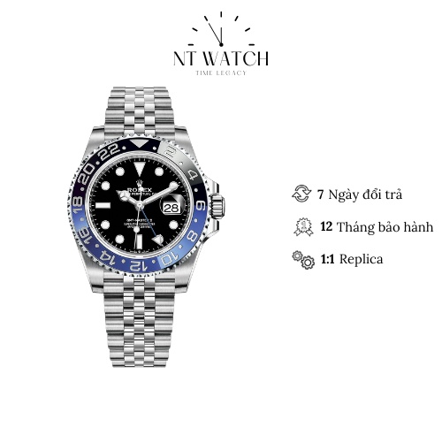 Đồng hồ cơ nam Rolex GMT-Master II 126710BLNR-0002 Replica 1:1 Viền benzel xoay, mặt kính Sapphire, dây thép cao cấp