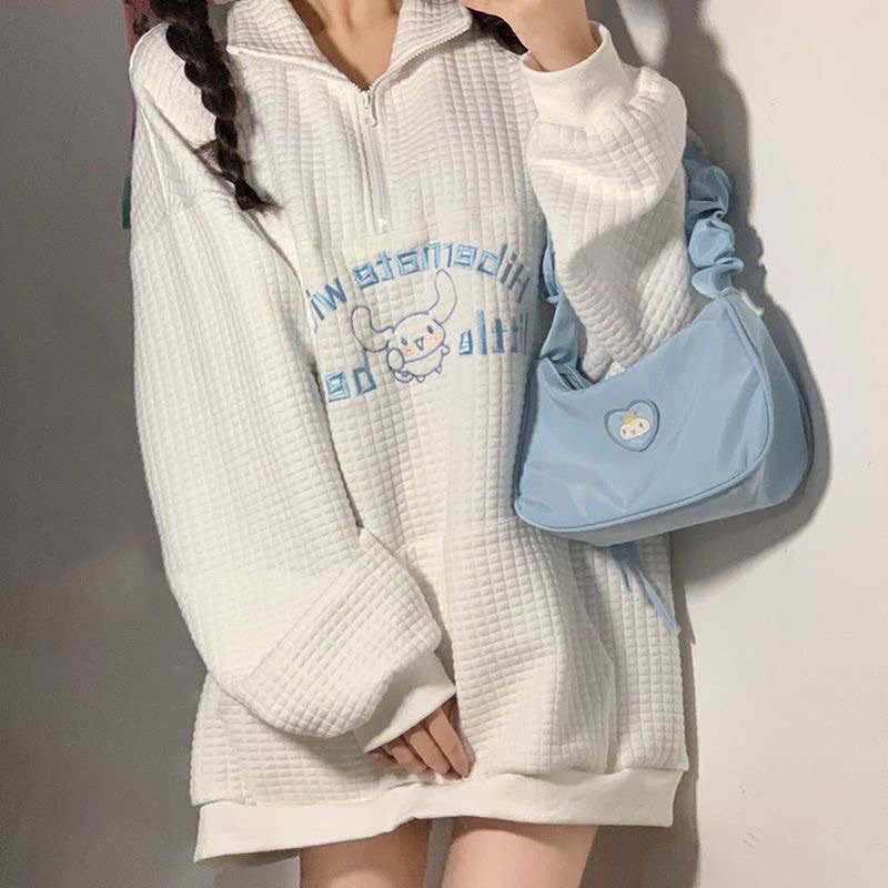 Áo phông sweater dài tay thêu thỏ litte