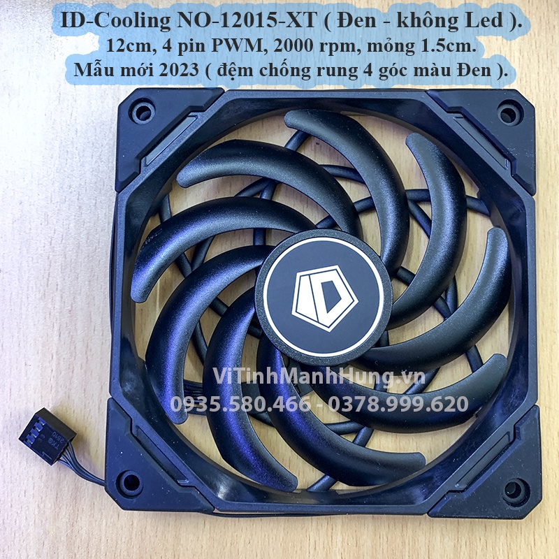 Quạt ID-Cooling NO-12015-XT | NO-12015-XT ARGB, 12cm, 4 pin PWM, 2000 rpm, mỏng 1.5cm.