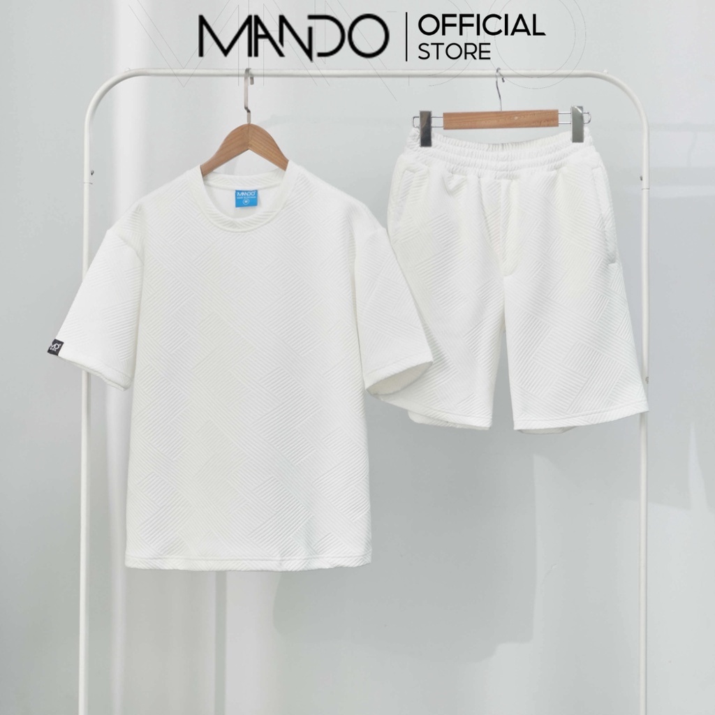 Bộ Quần Áo Nam MANDO Chất Liệu Xốp Mặt Họa Tiết Nhẹ Thoáng Form Rộng Phong Cách Hàn Quốc SET002