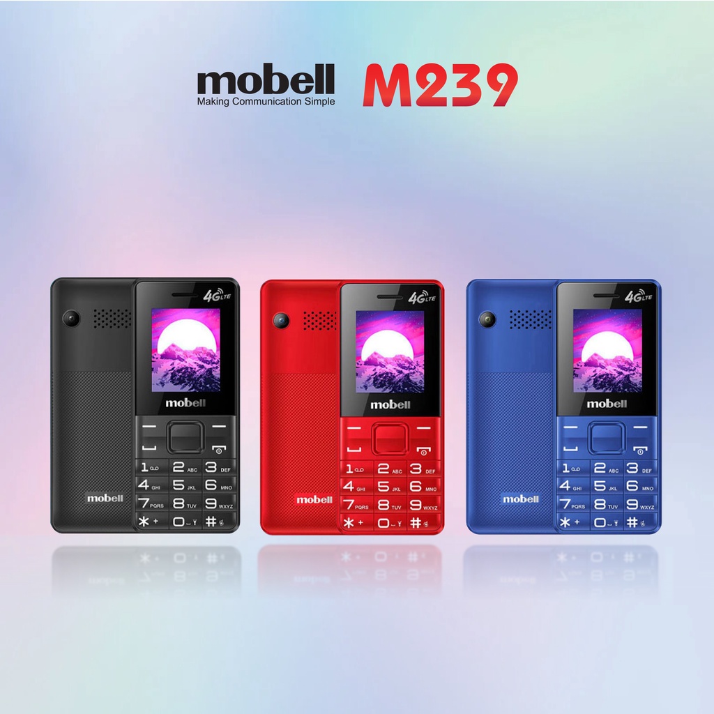 Điện Thoại Mobell M239 Chính Hãng 2 SIM 4G nghe gọi phổ thông Hỗ Trợ Mở Rộng Bộ Nhớ 64Gb Bảo 12 Tháng