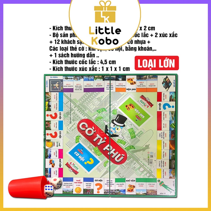 [Sato] Bộ Cờ Tỷ Phú Sato Size Lớn Trung Monopoly Cờ Tỉ Phú Đồ Chơi Trí Tuệ Trẻ Em Phát Triển Tư Duy - Little Kobo