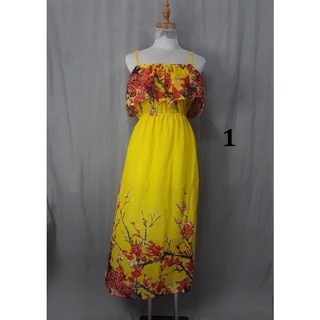 Đầm maxi voan 2 dây bèo ngực