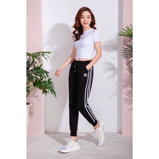 (Ảnh thật) Quần Jogger ADIDAS 3 sọc bo gấu cho nữ chất vải umi Hàn Quốc loại 1 dày dặn cao cấp