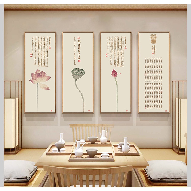 Tranh hoa sen chữ nhật phong cách hiện đại chất liệu tráng gương siêu sáng tặng kèm đinh treo bảo hành 5 năm