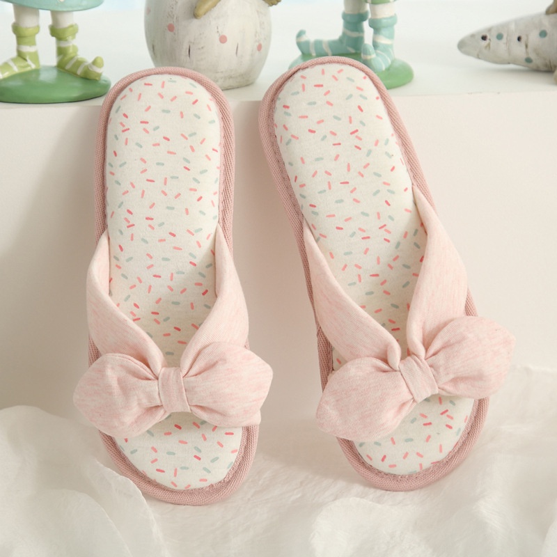 Dép Vải Thoáng Mát Quai Nơ Đi Trong Nhà Dáng Thon Thanh Thoát - D10