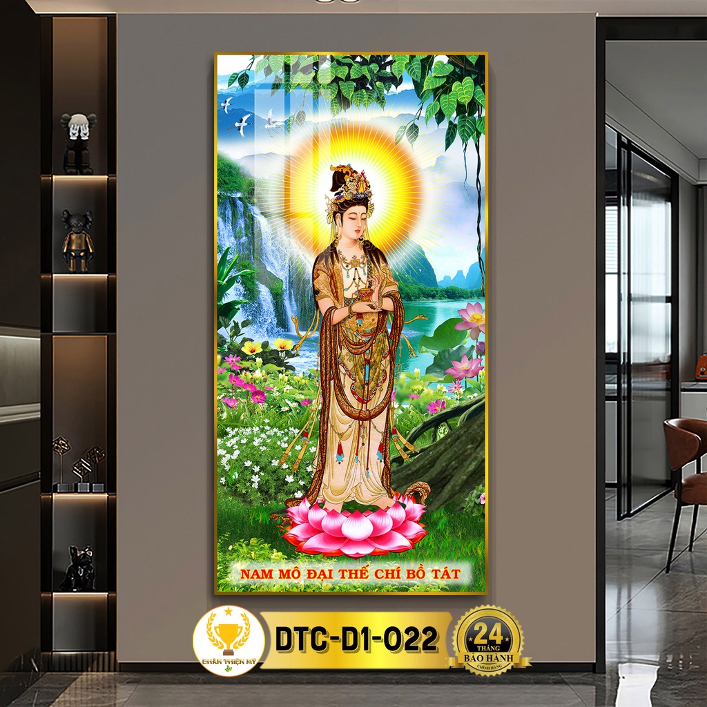 Tranh Phật Treo Tường Tráng Gương Đại Thế Chí Bồ Tát Đứng CHÂN THIỆN MỸ, Quà Tặng, Trang Trí Phòng Thờ CDTC-D1-001