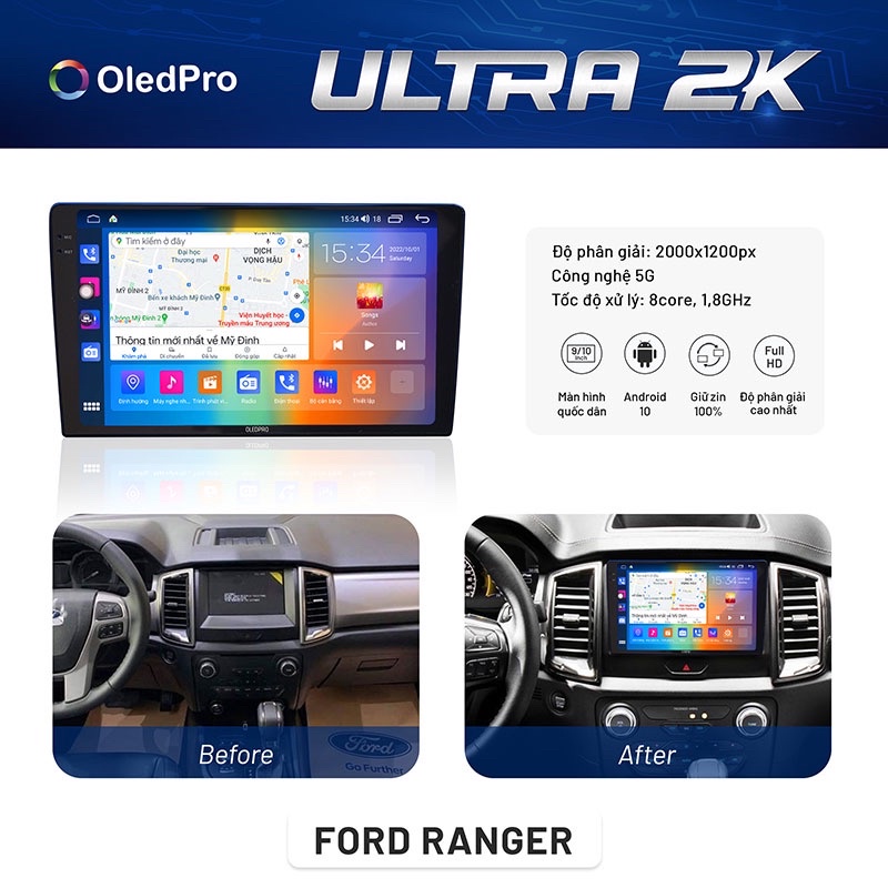 Màn Hình DVD Android Ô Tô OledPro Ultra 2K Liền Cam 360 Chính Hãng  – Đỉnh Cao Chất Lượng Hình Ảnh 2023