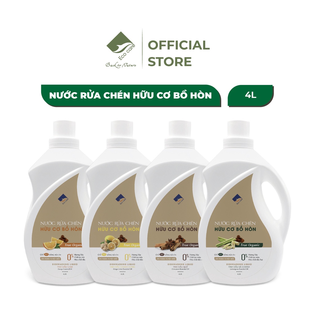 Nước Rửa Chén Hữu Cơ Bồ Hòn ECOCARE 4000ml, Chiết Xuất Từ Thiên Nhiên Đánh Bay Dầu Mỡ Và Khử Mùi Tanh Hiệu Quả