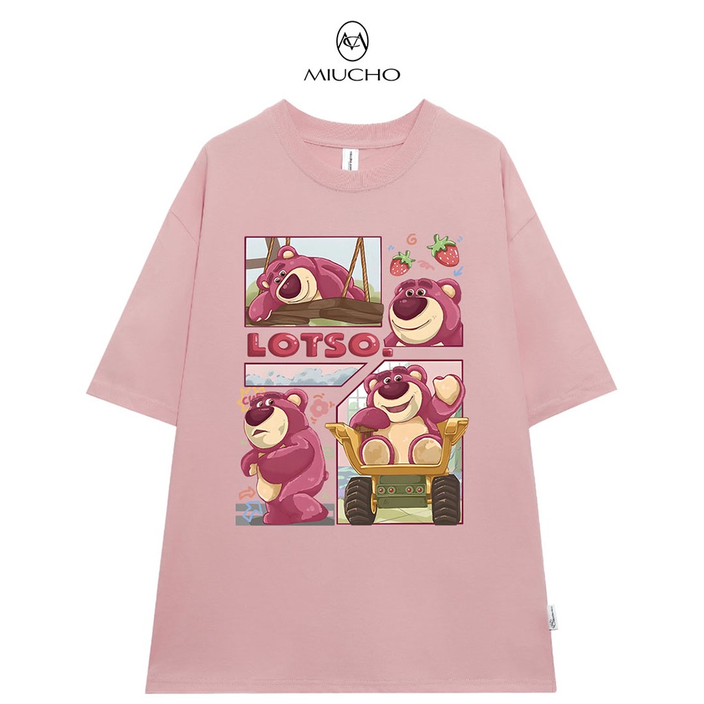 Áo thun gấu lotso form rộng AT393 Miucho chất vải cotton in graphic