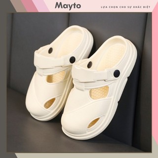 Dép cross mũi nhọn sục nữ đế thấp MayTo kiểu sandal quai hậu đi mưa không thấm nước dễ thương CS-08