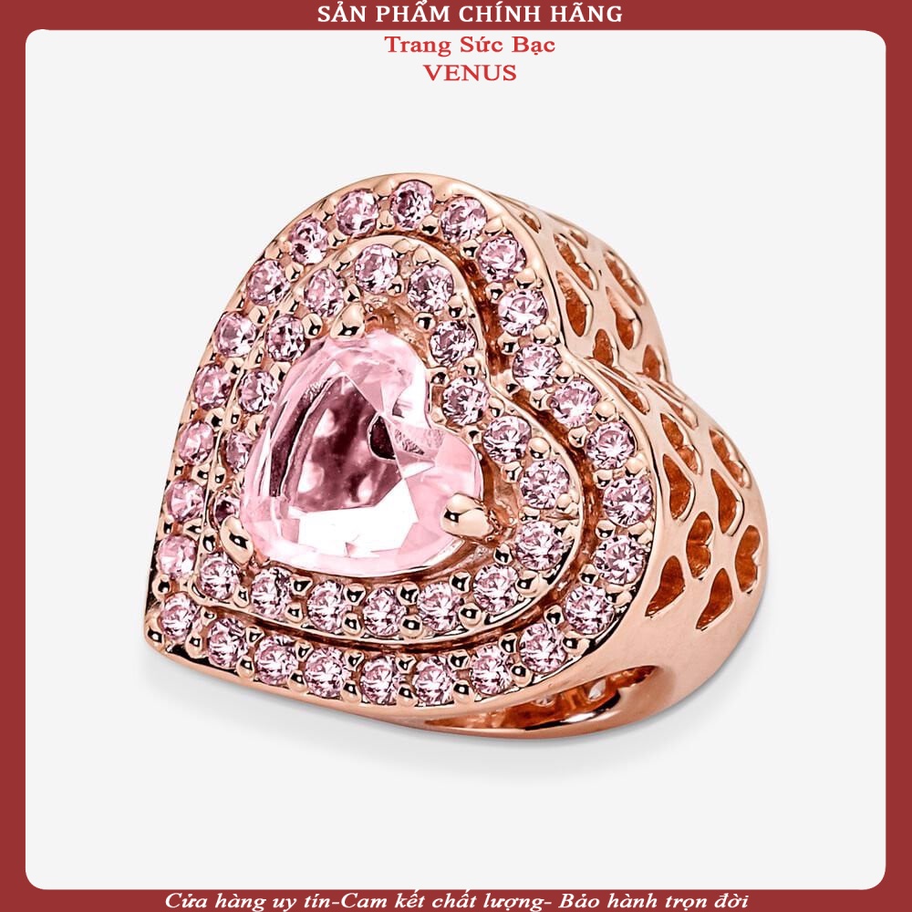 Charm tim rosegod bạc 925 xi vàng hồng- Trang sức bạc Venus