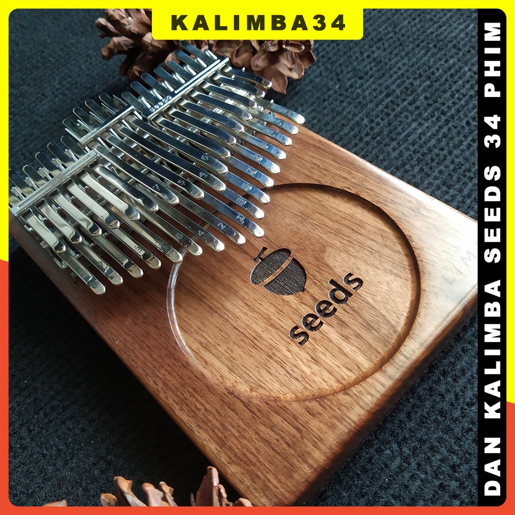 Đàn Kalimba 34 Phím - SEEDS - gỗ Óc Chó Đen Bắc Mỹ - Kalimba Nguyên Khối - Full Phụ Kiện