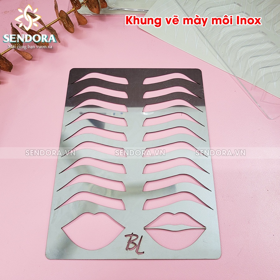 Khung vẽ chân mày, môi tập trên da giả - Khuôn kẻ mày inox 10 dáng