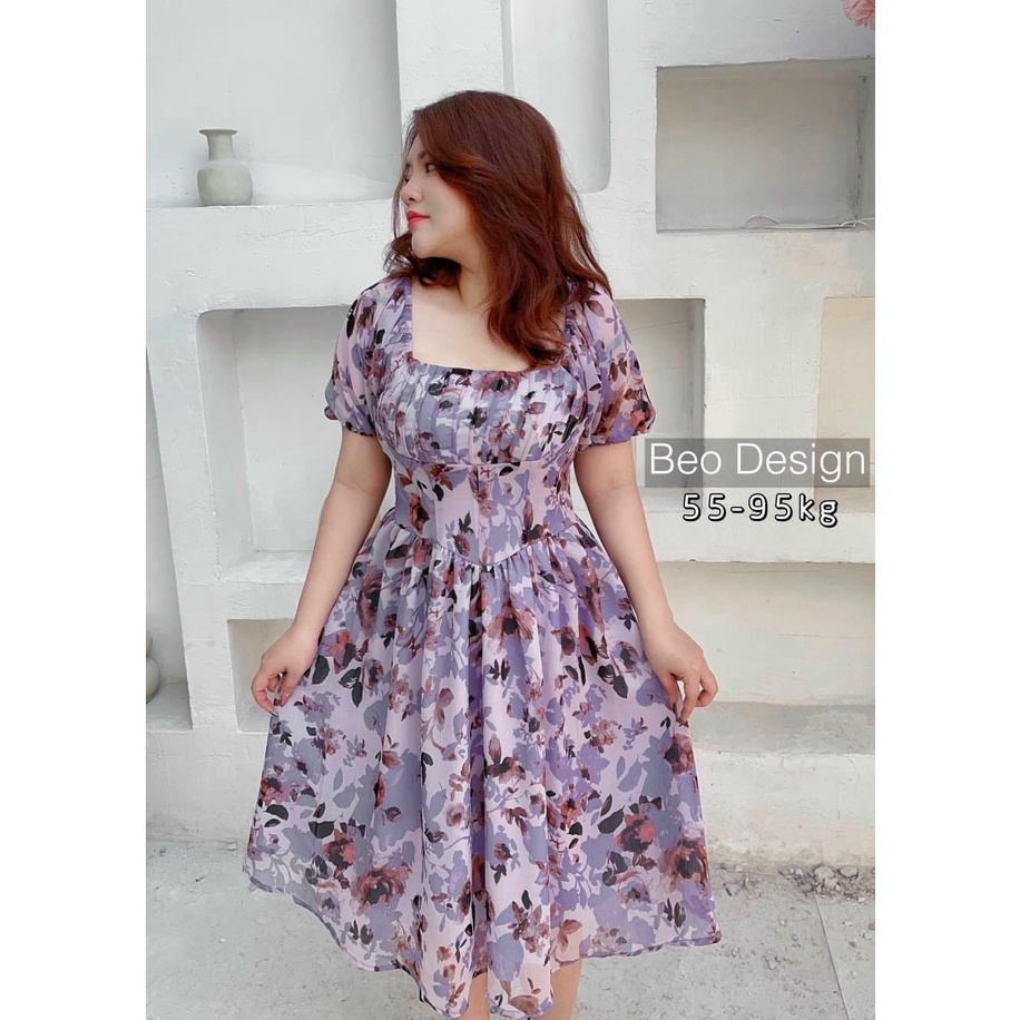 ĐẦM VOAN HOA TÍM BIGSIZE