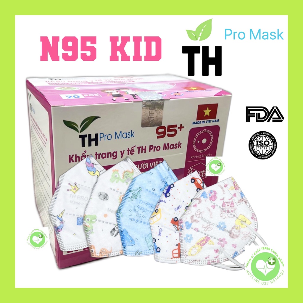 Khẩu trang trẻ em kháng khuẩn cao cấp N95 THPRO 5 lớp do Công Ty TNHH THPRO Việt Nam sản xuất.