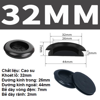 Combo 10 Vòng đệm, ron cao su, nút che lỗ tủ điện phi 22mm, 25mm, 27mm, 30mm, 32mm