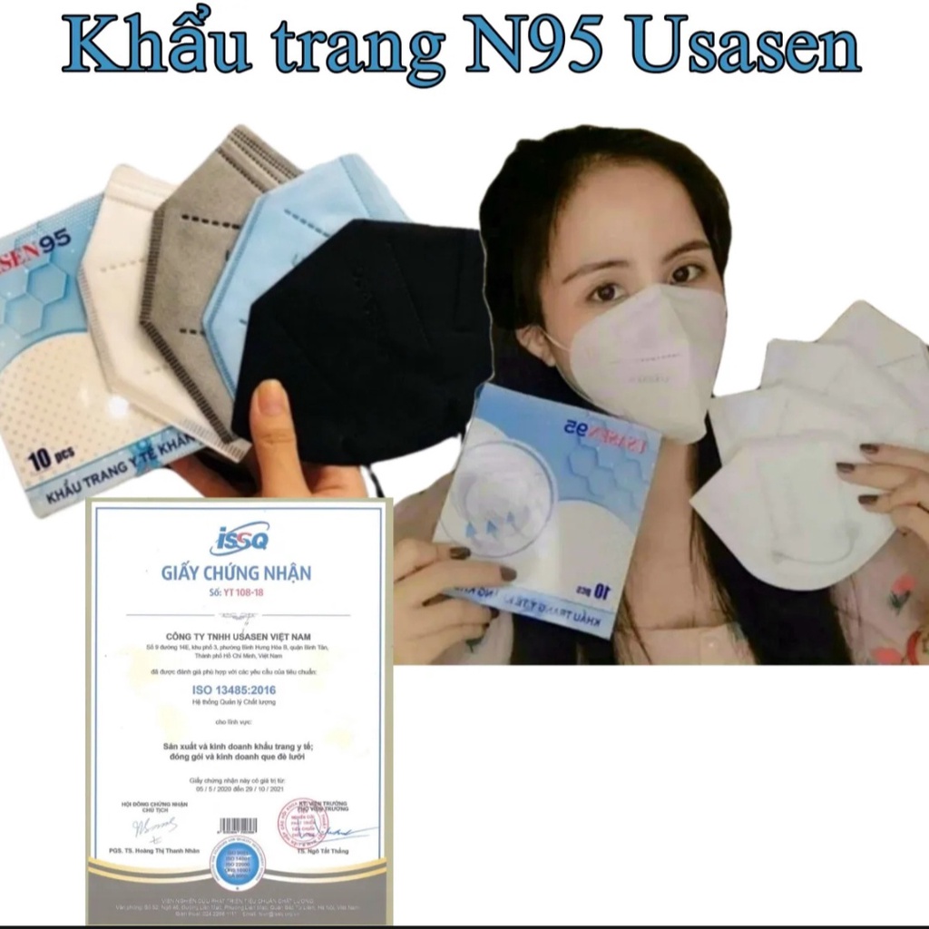 [Combo 50 hộp] 500 cái khẩu trang N95- 4 Lớp- 5 lớp Usasen kháng khuẩn{ có chứng từ y tế}