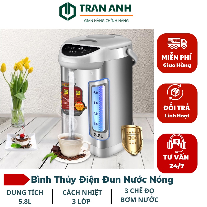 Bình thủy điện chính hãng KAW 5.8L/6.8L Công suất lớn, Đun siêu tốc, an toàn, giá rẻ, bảo hành uy tín 12 tháng