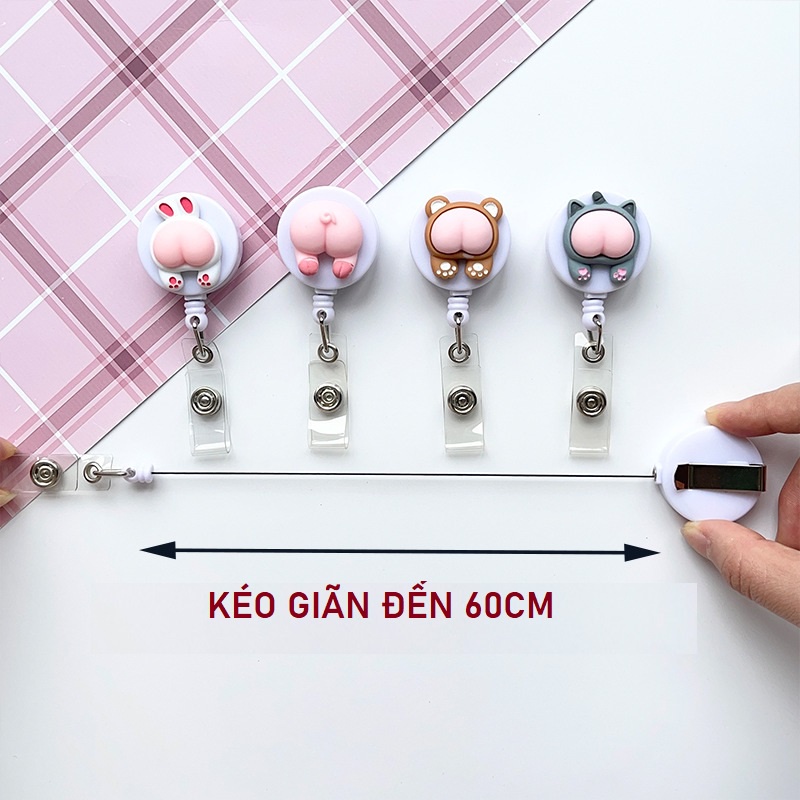 Móc - Kẹp bảng tên học sinh, sinh viên, nhân viên họa tiết Mông vui nhộn có thể kéo dãn CS59