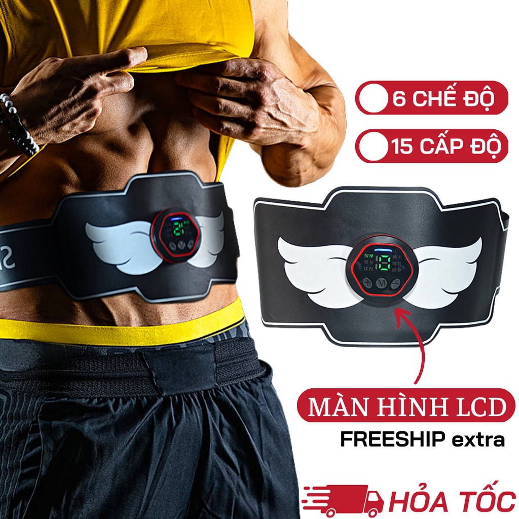 Đai Massage Xung Điện EMS Hỗ Trợ Tập Gym, Giảm Mỡ Bụng, Săn Chắc Cơ Bụng, 6 Chế Độ Cường Độ 15 Cấp