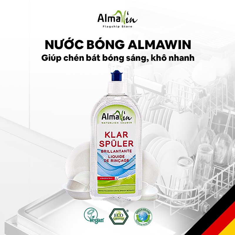 Nước làm bóng Almawin sử dụng cho máy rửa bát hàng chính hãng dung dịch làm bóng bát đĩa