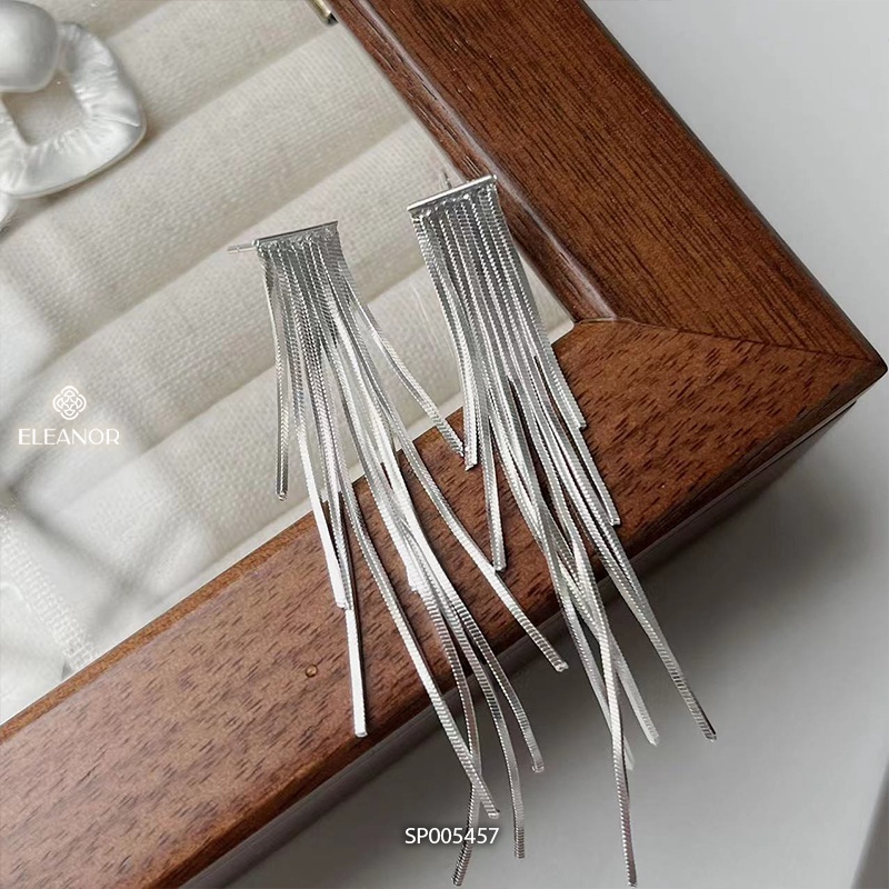 Bông tai nữ chuôi bạc 925 Eleanor Accessories dạng sợi tua rua phụ kiện trang sức 5457