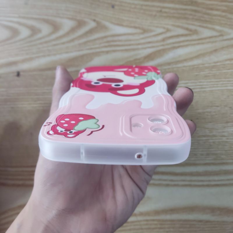 Ốp lưng Samsung A04 dẻo viền lượng sóng lưng in hình gấu dâu có bảo vệ camera