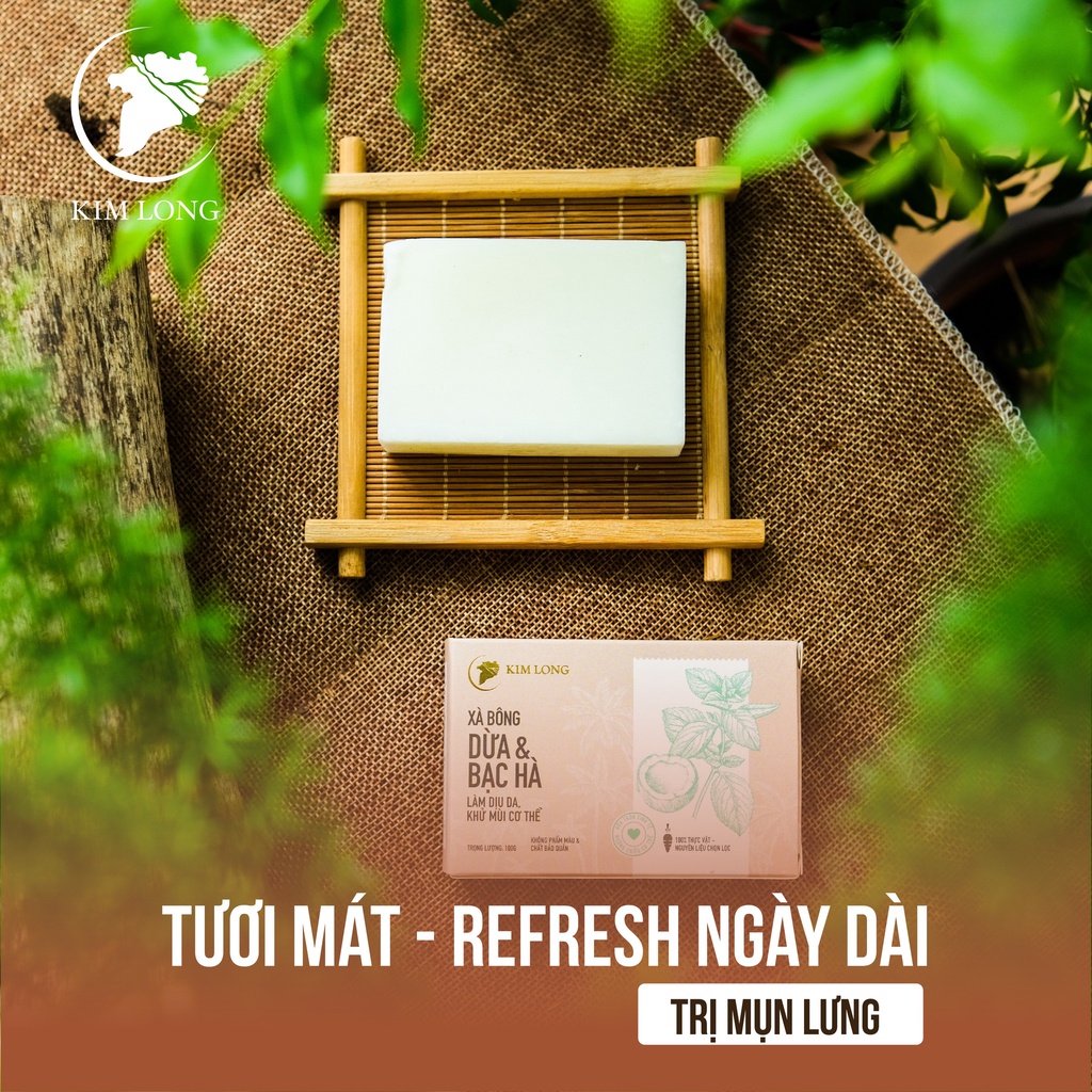 Combo 2 Xà Bông Kim Long Tinh Khiết Thuần Chay 100% Tẩy Da Chết Thoáng Lỗ Chân Lông Giảm Mụn Lưng 100gramx2