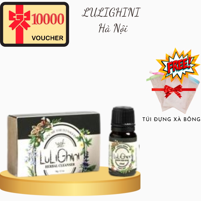 Bộ sản phẩm xà bông, serum Lulighini giảm mụn