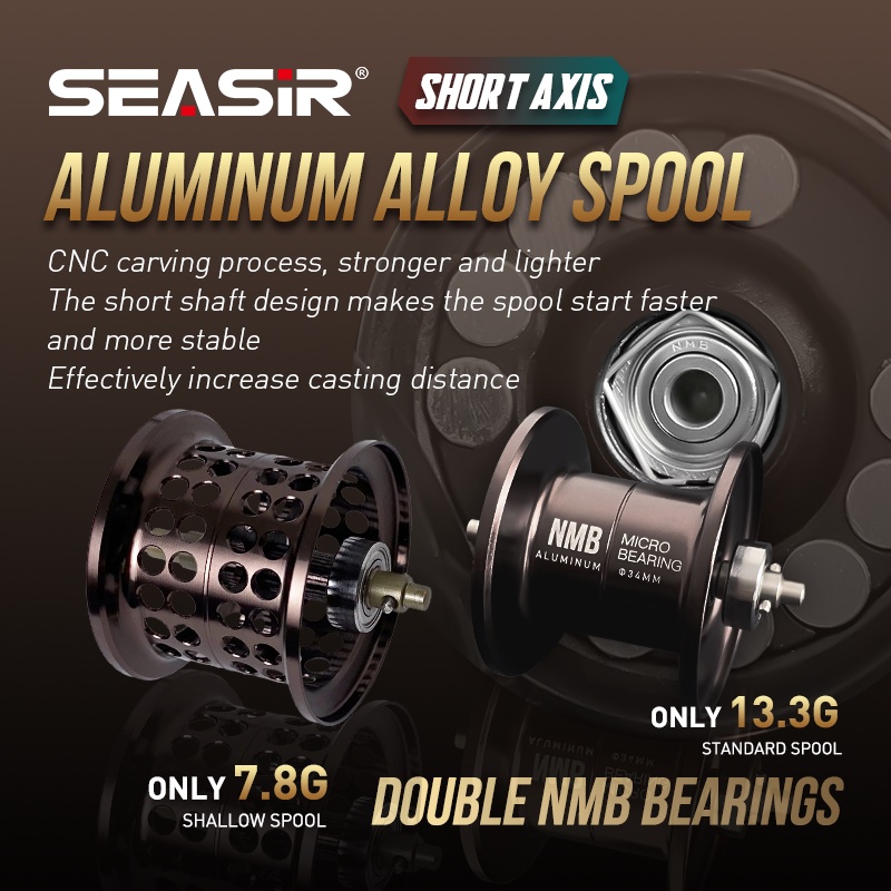Seasir Guồng Quay Cần Câu Cá Kép 179g Bằng Carbon Siêu Nhẹ Và Tay Cầm Chính Bằng Đồng Thau