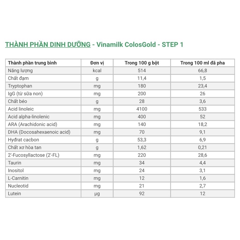 Sữa non VNM ColosGold số 1-800g