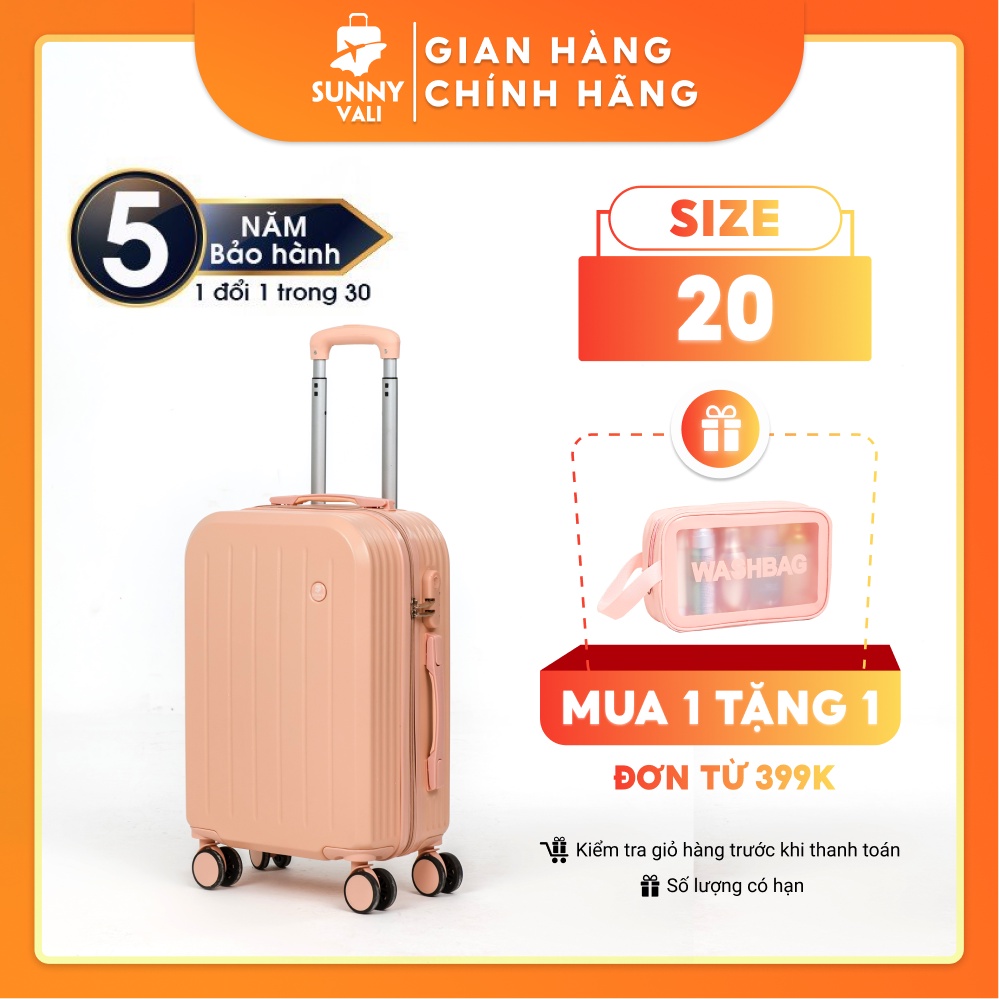Vali kéo, Vali SUNNY SV07 Size 20 inch nhựa ABS + PC Đàn Hồi Tốt chính hãng bảo hành 5 năm