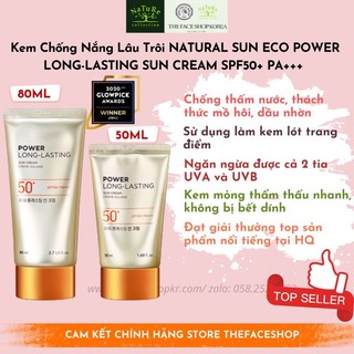 Kem chống nắng lâu trôi The Face Shop Natural Sun Eco Power Long Lasting Sun Cream Spf50+ Pa+++ 50ml