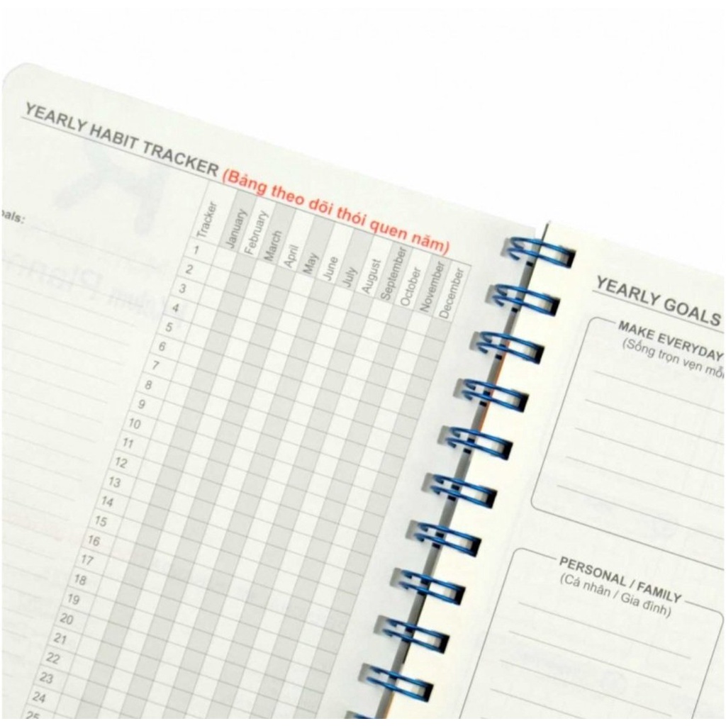 Sổ kế hoạch KLong lò xo kép Planner A5 200 trang 72,4/M2; MS: 945