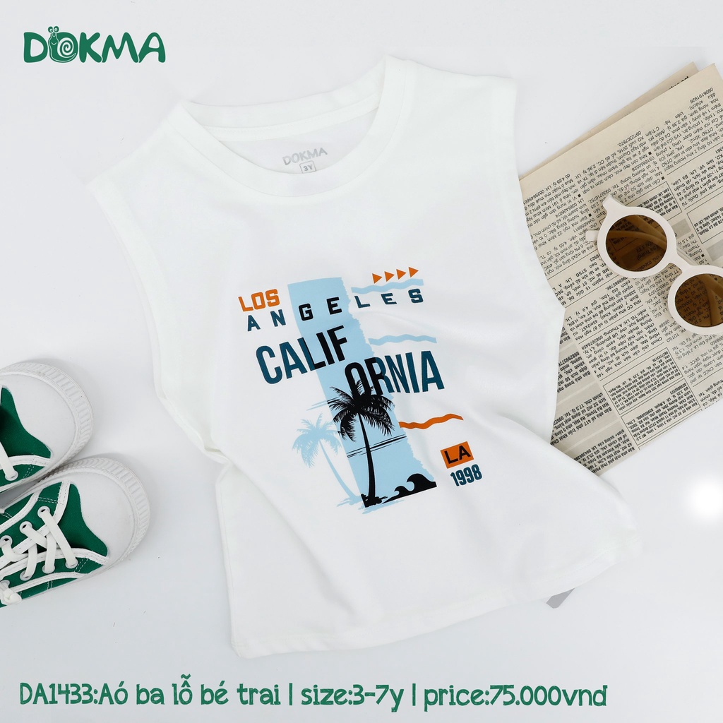 💥 Áo ba lỗ/ 3 lỗ cotton bé trai 3-7 tuổi DOKMA  đáng yêu DMA358 DA1433