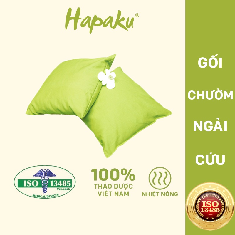 Gối Ngải Cứu Chườm Nóng Hapaku Giảm Đau Cổ Gáy, Giảm Nhức Mỏi Thư Giãn Ngủ Ngon