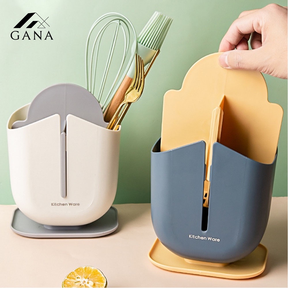 Hộp đựng đũa muỗng 4 ngăn cao cấp Khay đựng thìa đũa chống ẩm ướt GANA