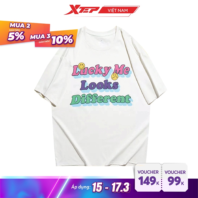 Áo phông thể thao nữ Xtep, cổ tròn, chất vải cotton mềm mại, thoáng mát, dáng unisex 878228010016