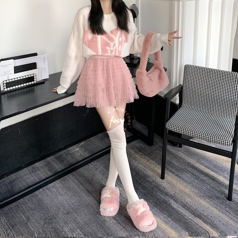 Chân váy nhung ngắn lưng cao dáng chữ a màu vàng đen thời trang thu đông cho nữ